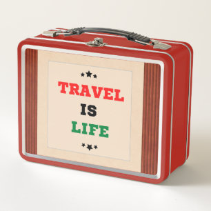 Reisen ist Lebensmittagskarte Metall Brotdose