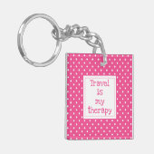 Reisen ist meine Therapie moderne rosa und weiße P Schlüsselanhänger (Vorderseite links)