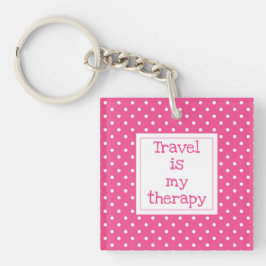 Reisen ist meine Therapie moderne rosa und weiße P Schlüsselanhänger