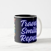 Reisen, Lächeln, wiederholen Zweifarbige Tasse (VorderseiteRechts)