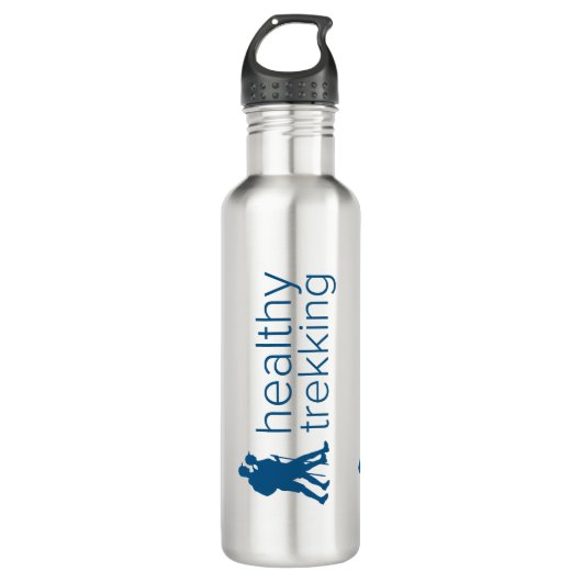 Reisen mit gesunden Trekking-Navy-Blue-Logos Edelstahlflasche (Vorderseite)