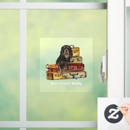 Reisen mit meinem Black and Tan Cavalier Fensteraufkleber (Zuhause)