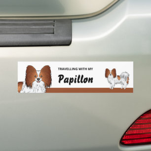 Reisen mit meinem roten und weißen Papillon-Hund Autoaufkleber