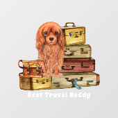 Reisen mit meinem Ruby Cavalier King Charles   Fensteraufkleber (Blatt)