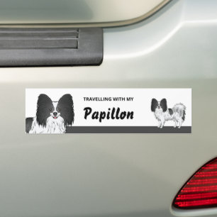 Reisen mit meinem schwarz-weißen Papillon-Hund Autoaufkleber