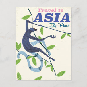 Reisen nach Asien Monkey Vintage Reiseausdruck Postkarte