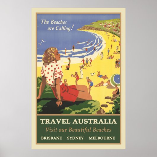 Reisen nach Australien, Strände rufen an Poster (Vorne)