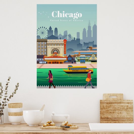 Reisen nach Chicago Poster (Küche)
