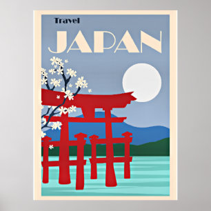 Reisen nach Japan, Vintage Illustration, Poster