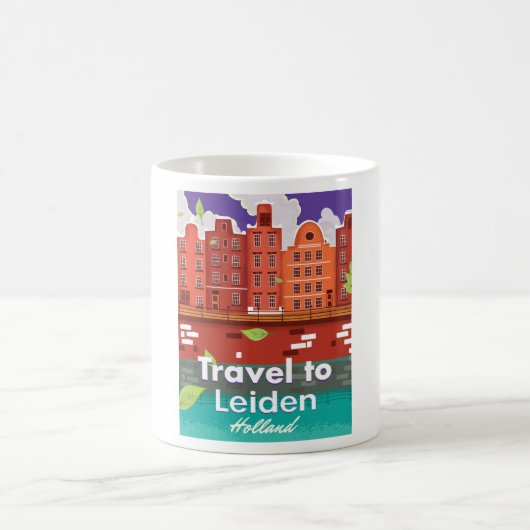 Reisen nach Leiden Holland Cartoon Reiseplakat Kaffeetasse (Mittel)