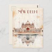 Reisen nach Neu-Delhi-Indien Postkarte (Vorne/Hinten)