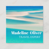 Reisen Ocean Beach White Blue QR Business Quadratische Visitenkarte (Vorderseite)