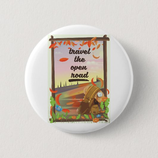 Reisen Sie das Vintage Wanderposter auf der offene Button (Vorderseite)