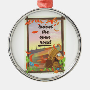 Reisen Sie das Vintage Wanderposter auf der offene Ornament Aus Metall