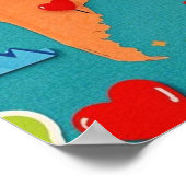 Reisen Sie die Weltkarte mit Herz-Button Poster (Ecke)