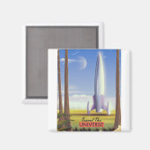 Reisen Sie durch die Universe Retro Space Art. Magnet (Vorderseite/Rückseite)