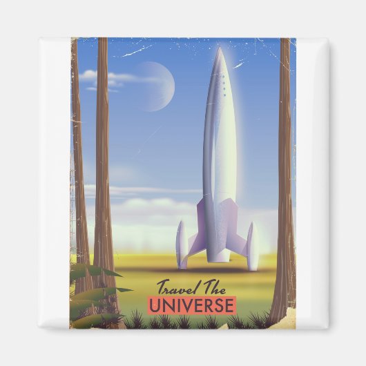 Reisen Sie durch die Universe Retro Space Art. Magnet (Vorne)