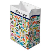 Reisen Sie durch die Welt mit einem mittelgroßen G Mittlere Geschenktüte (Vorderseite Schrägansicht)