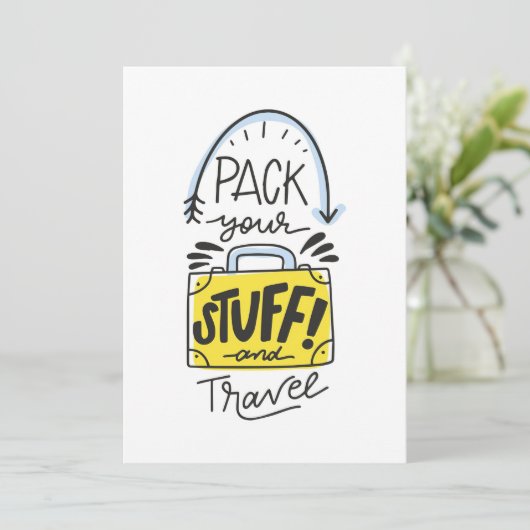 Reisen Sie mit Art Pack Ihre Sachen und Reisen Save The Date (Stehend Vorderseite)