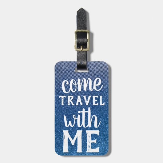 Reisen Sie mit mir Girly Glitzer Ombre Muster Gepäckanhänger (Vorderseite vertikal)