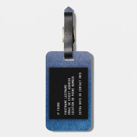 Reisen Sie mit mir Girly Glitzer Ombre Muster Gepäckanhänger (Rückseite vertikal)