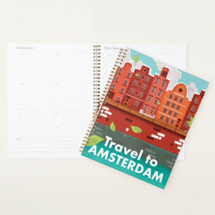 Reisen Sie nach Amsterdam Vintage Poster. Planer