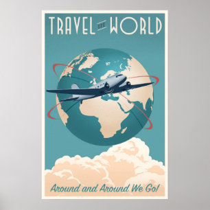 Reisen Sie um die Welt - im Vintage-Stil Poster