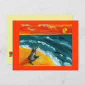 Reisen & Sonnenuntergang mit Hunde Postkarte (Vorne/Hinten)