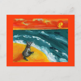 Reisen & Sonnenuntergang mit Hunde Postkarte