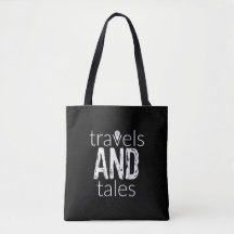 Reisen und Täler (weißes Logo) Tote Tasche