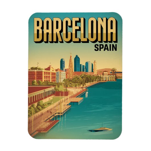 Reisen Vintag barcelona beacview geschenke Magnet (Vertikal)