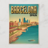 Reisen Vintag barcelona beacview geschenke Postkarte (Vorderseite)