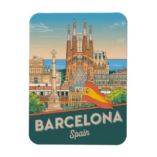 Reisen Vintag barcelona sagrada familia geschenke Magnet