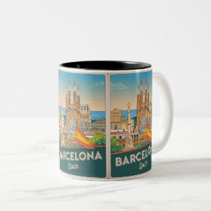 Reisen Vintag barcelona sagrada familia geschenke Zweifarbige Tasse