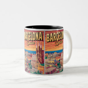 Reisen Vintag barcelona sagrada familia geschenke Zweifarbige Tasse