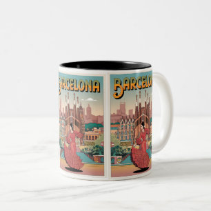 Reisen Vintag barcelona sagrada familia geschenke Zweifarbige Tasse