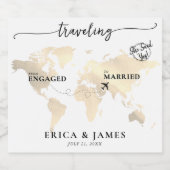 Reisen von der Verlobten bis zur Verheirateten Gol Schaumweinetikett (Einzelnes Label)