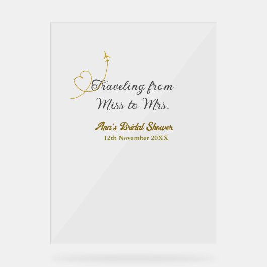 Reisen von Miss zu Brautparty Name hinzufügen Acrylschild (Vorderseite)