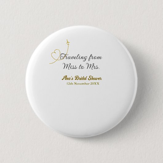 Reisen von Miss zu Brautparty Name hinzufügen Button (Vorderseite)