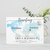 Reisen von Partner zu Eltern Map Baby Shower Einladung (Stehend Vorderseite)