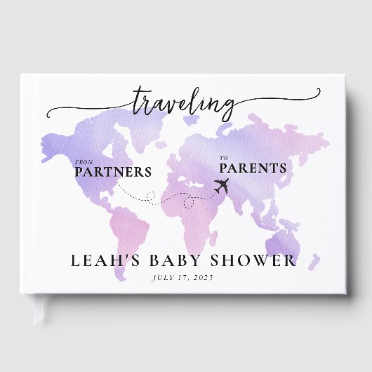 Reisen von Partnern zu Eltern rosa Karte Gästebuch (Vorderseite)