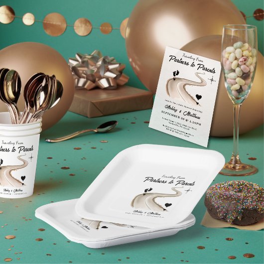 Reisen von Partnern zur Kinderdusche Pappteller