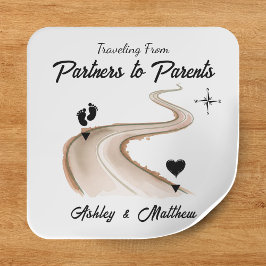 Reisen von Partnern zur Kinderdusche Quadratischer Aufkleber