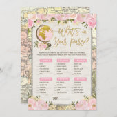 Reisen Was ist in Ihrer Purse Baby Shower Game Car Einladung (Vorne/Hinten)