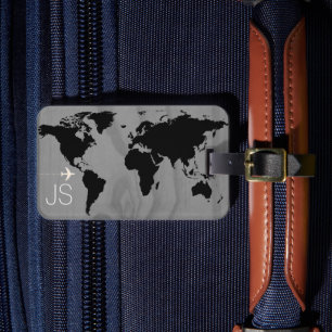 Reisen Weltkarte benutzerdefiniert schwarz & weiß Gepäckanhänger