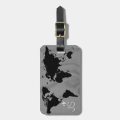 Reisen Weltkarte benutzerdefiniert schwarz & weiß Gepäckanhänger (Vorderseite vertikal)