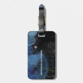 Reisen World International Map Distressed Blue Gepäckanhänger (Rückseite vertikal)