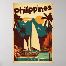 Reisen zu Philippinen Vintage Poster