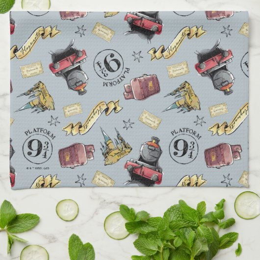 Reisen zum HOGWARTS™-Muster Geschirrtuch (Gefaltet)