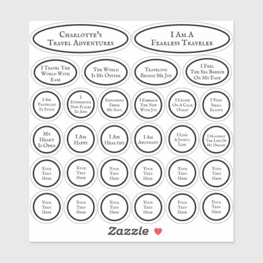 Reisenachweise Schwarz-Weiß-Vorlage von 30 Aufkleber (Blatt)